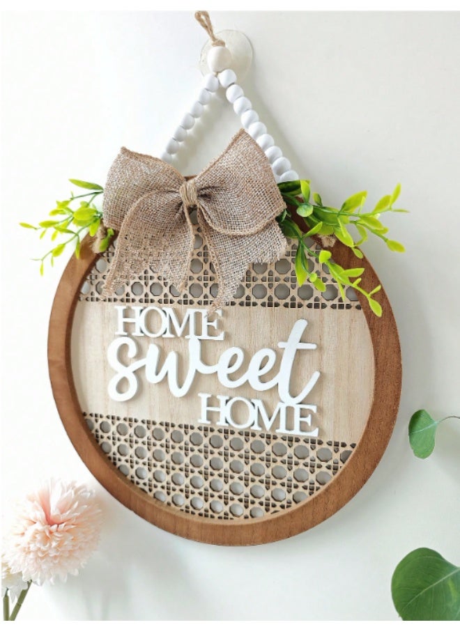 Decorhills Welcome Sign Front Door with “Home Sweet Home” Quote, Farmhouse Front Door Wreath, Wooden Welcome Door Decoration for Porch, Entryway, Home Decor - Image 3